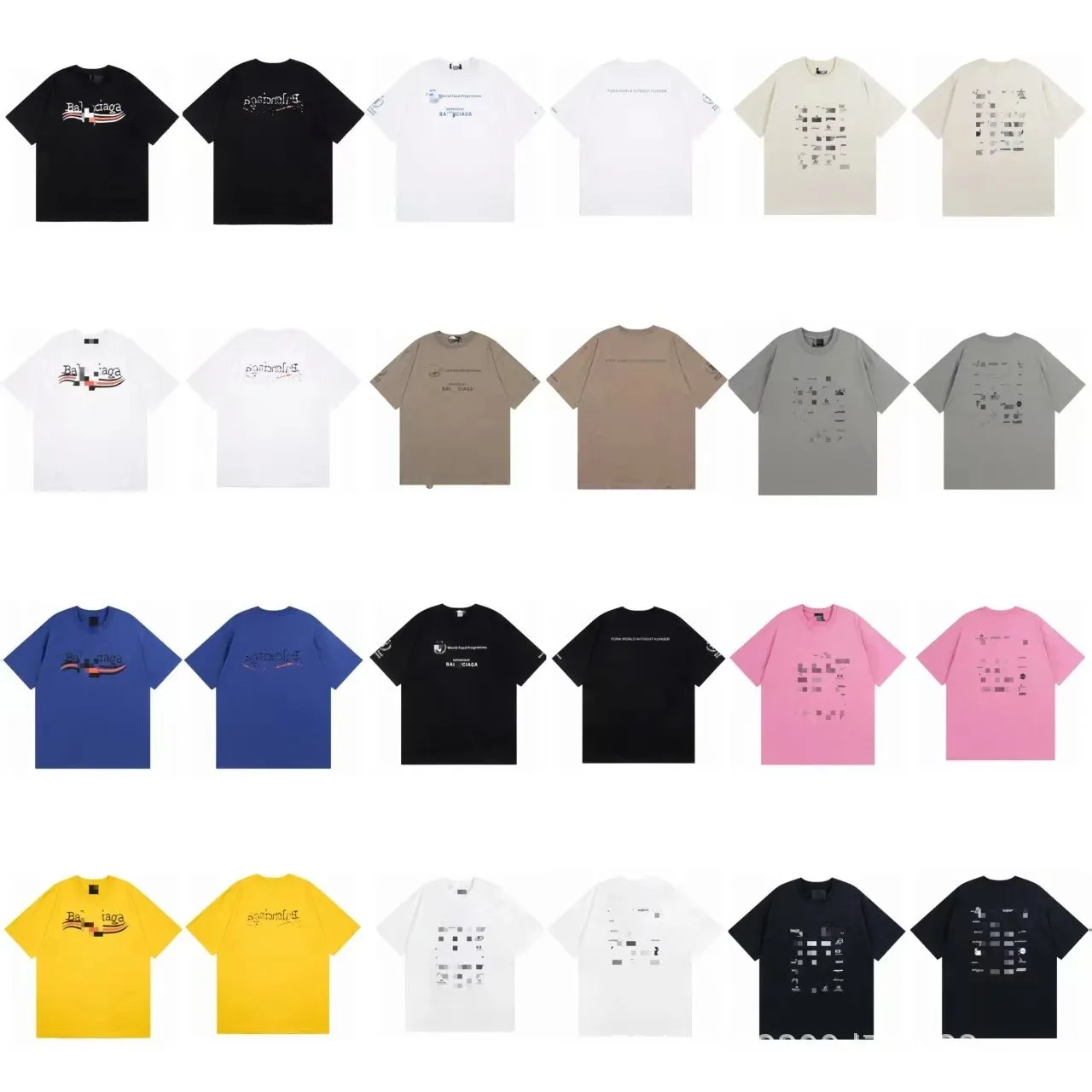 正确版本巴黎B家前后经典字母印花短袖夏季男女同款os宽松T恤 (78)